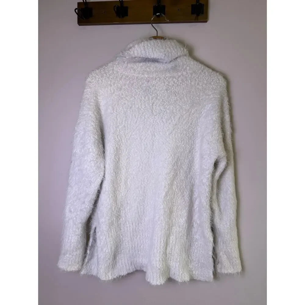 Aerie Offline Oversized Fuzzy Turtleneck Sweater Off White Cozy Soft Small